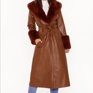 Nasty Gal Fur Trimmed Coat